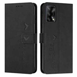 For OPPO A74 4G/F19 Skin Feel Heart Pattern Leather Phone Case(Black)