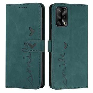 For OPPO A74 4G/F19 Skin Feel Heart Pattern Leather Phone Case(Green)