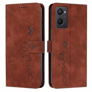 For OPPO A96 5G/Reno7 Z/OnePlus Nord N20 5G Skin Feel Heart Pattern Leather Phone Case(Brown)