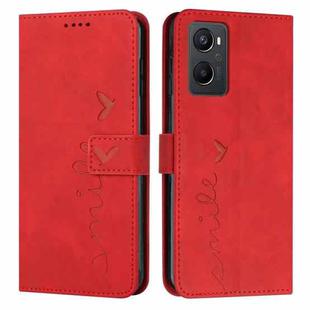 For OPPO A96 5G/Reno7 Z/OnePlus Nord N20 5G Skin Feel Heart Pattern Leather Phone Case(Red)