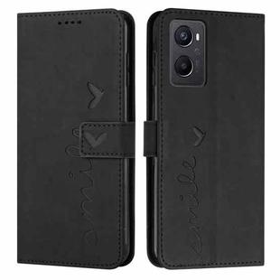 For OPPO A96 5G/Reno7 Z/OnePlus Nord N20 5G  Skin Feel Heart Pattern Leather Phone Case(Black)