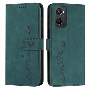 For OPPO A96 5G/Reno7 Z/OnePlus Nord N20 5G Skin Feel Heart Pattern Leather Phone Case(Green)