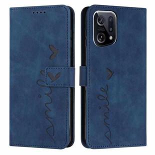 For OPPO Find X5 Skin Feel Heart Pattern Leather Phone Case(Blue)