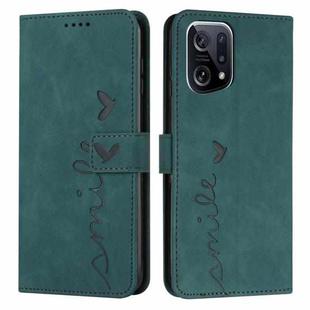 For OPPO Find X5 Skin Feel Heart Pattern Leather Phone Case(Green)