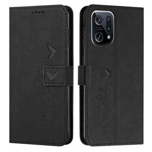 For OPPO Find X5 Pro Skin Feel Heart Pattern Leather Phone Case(Black)