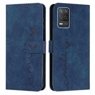 For OPPO Realme 8 5G/Realme V13 5G Skin Feel Heart Pattern Leather Phone Case(Blue)