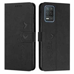 For OPPO Realme 8 5G/Realme V13 5G Skin Feel Heart Pattern Leather Phone Case(Black)