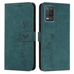 For OPPO Realme 8 5G/Realme V13 5G Skin Feel Heart Pattern Leather Phone Case(Green)
