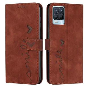 For OPPO Realme 8/Realme 8 Pro Skin Feel Heart Pattern Leather Phone Case(Brown)
