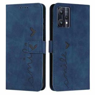 For OPPO Realme 9 Pro Skin Feel Heart Pattern Leather Phone Case(Blue)