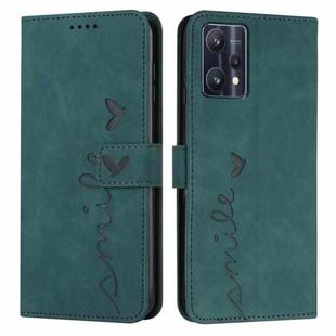 For OPPO Realme 9 Pro Skin Feel Heart Pattern Leather Phone Case(Green)