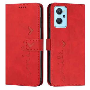 For OPPO Realme 9i Skin Feel Heart Pattern Leather Phone Case(Red)