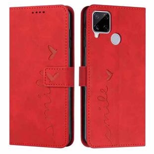 For OPPO Realme C12/C15 Skin Feel Heart Pattern Leather Phone Case(Red)