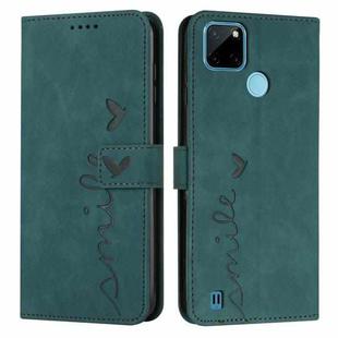For OPPO Realme C21Y/C25Y Skin Feel Heart Pattern Leather Phone Case(Green)