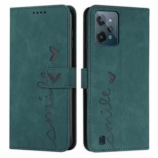 For OPPO Realme C31 4G Skin Feel Heart Pattern Leather Phone Case(Green)