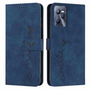 For OPPO Realme C35 Skin Feel Heart Pattern Leather Phone Case(Blue)