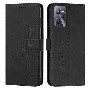 For OPPO Realme C35 Skin Feel Heart Pattern Leather Phone Case(Black)