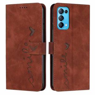 For OPPO Reno5 5G/Find X3 Lite Skin Feel Heart Pattern Leather Phone Case(Brown)