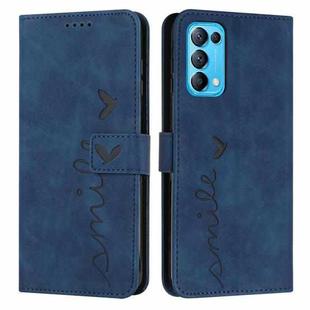 For OPPO Reno5 5G/Find X3 Lite Skin Feel Heart Pattern Leather Phone Case(Blue)