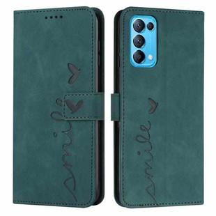 For OPPO Reno5 5G/Find X3 Lite Skin Feel Heart Pattern Leather Phone Case(Green)