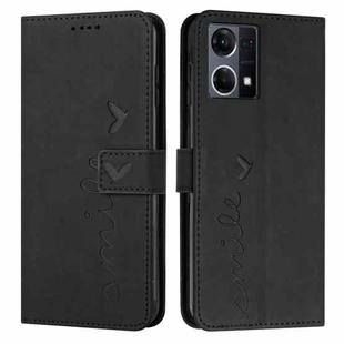 For OPPO Reno7 4G Skin Feel Heart Pattern Leather Phone Case(Black)