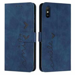 For Xiaomi Redmi 9A Skin Feel Heart Pattern Leather Phone Case(Blue)