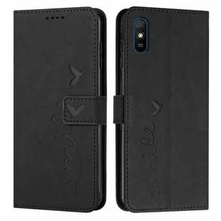For Xiaomi Redmi 9A Skin Feel Heart Pattern Leather Phone Case(Black)