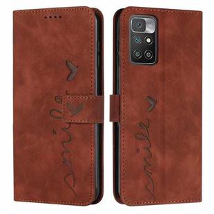 For Xiaomi Redmi 10 Skin Feel Heart Pattern Leather Phone Case(Brown)