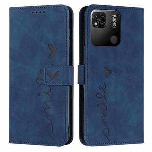 For Xiaomi Redmi 10A Skin Feel Heart Pattern Leather Phone Case(Blue)