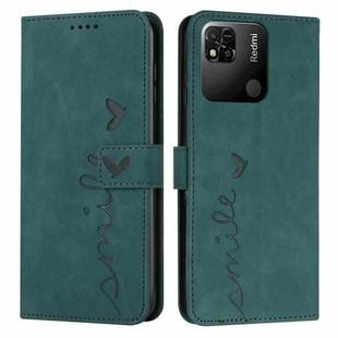 For Xiaomi Redmi 10A Skin Feel Heart Pattern Leather Phone Case(Green)