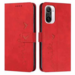 For Xiaomi Redmi K40/K40 Pro Skin Feel Heart Pattern Leather Phone Case(Red)