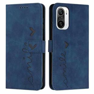 For Xiaomi Redmi K40/K40 Pro Skin Feel Heart Pattern Leather Phone Case(Blue)
