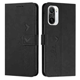 For Xiaomi Redmi K40/K40 Pro Skin Feel Heart Pattern Leather Phone Case(Black)