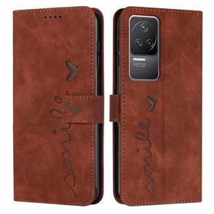 For Xiaomi Redmi K50/K50 Pro Skin Feel Heart Pattern Leather Phone Case(Brown)