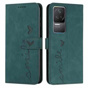 For Xiaomi Redmi K50/K50 Pro Skin Feel Heart Pattern Leather Phone Case(Green)
