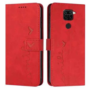 For Xiaomi Redmi Note 9 Skin Feel Heart Pattern Leather Phone Case(Red)
