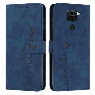 For Xiaomi Redmi Note 9 Skin Feel Heart Pattern Leather Phone Case(Blue)