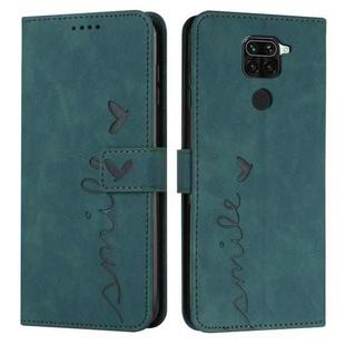 For Xiaomi Redmi Note 9 Skin Feel Heart Pattern Leather Phone Case(Green)
