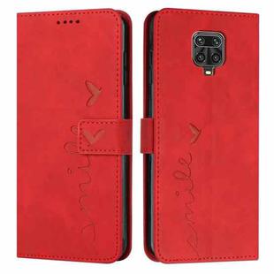 For Xiaomi Redmi Note 9s/Note 9 Pro Skin Feel Heart Pattern Leather Phone Case(Red)