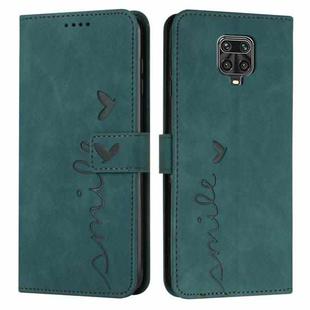 For Xiaomi Redmi Note 9s/Note 9 Pro Skin Feel Heart Pattern Leather Phone Case(Green)