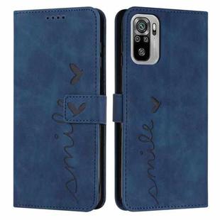 For Xiaomi Redmi Note 10 4G/Note 10s Skin Feel Heart Pattern Leather Phone Case(Blue)