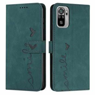 For Xiaomi Redmi Note 10 4G/Note 10s Skin Feel Heart Pattern Leather Phone Case(Green)