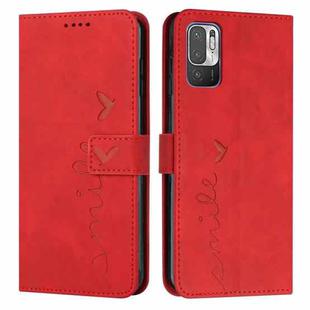 For Xiaomi Redmi Note 10 5G Skin Feel Heart Pattern Leather Phone Case(Red)