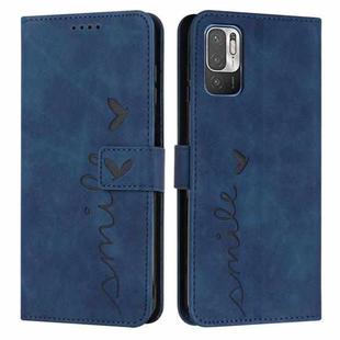 For Xiaomi Redmi Note 10 5G Skin Feel Heart Pattern Leather Phone Case(Blue)