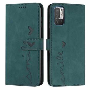 For Xiaomi Redmi Note 10 5G Skin Feel Heart Pattern Leather Phone Case(Green)