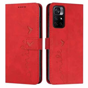 For Xiaomi Redmi Note 11 5G Skin Feel Heart Pattern Leather Phone Case(Red)