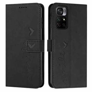 For Xiaomi Redmi Note 11 5G Skin Feel Heart Pattern Leather Phone Case(Black)