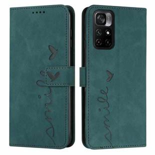 For Xiaomi Redmi Note 11 5G Skin Feel Heart Pattern Leather Phone Case(Green)