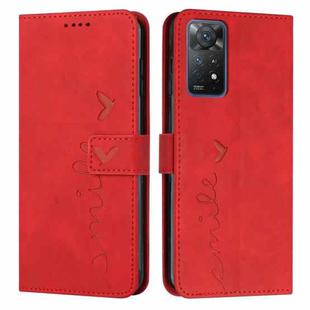 For Xiaomi Redmi Note 11 Pro Global Skin Feel Heart Pattern Leather Phone Case(Red)