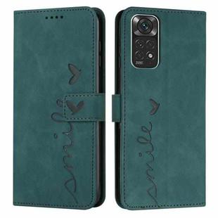 For Xiaomi Redmi Note 11 Global Skin Feel Heart Pattern Leather Phone Case(Green)